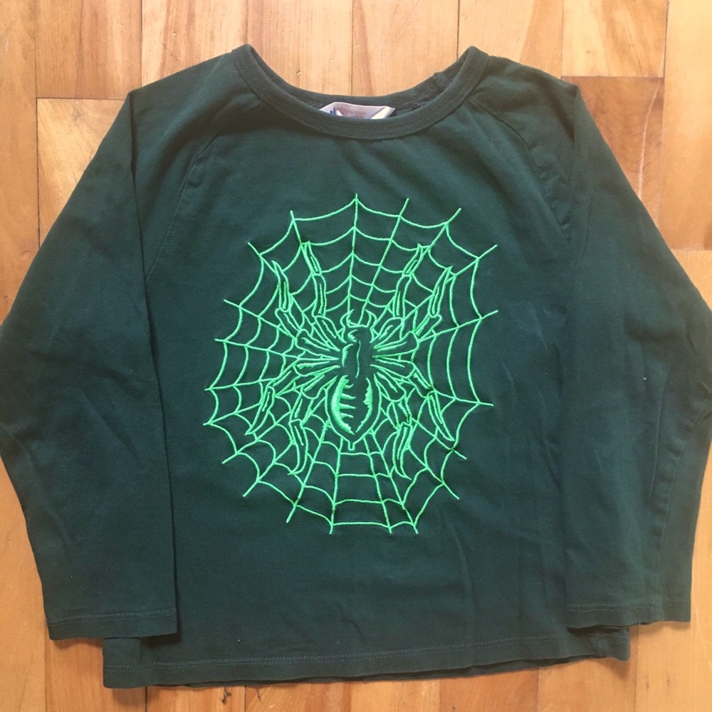 Boys Green Spider Spiderweb tshirt tee